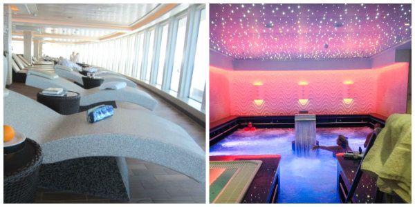 The heated tile loungers & Vitality Pool make for a very relaxing day at sea!