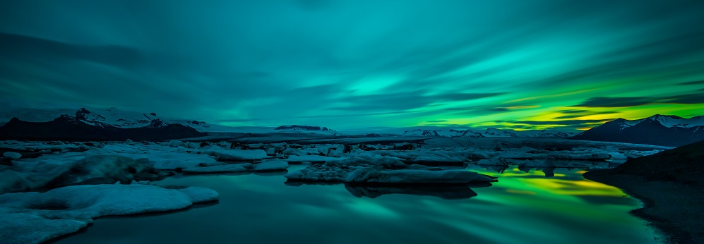 Jökulsárlón Bucht Mit Eisbergen Gletscher Iceland Northern Lights Travel Wonders of the World
