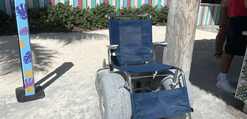 Mobility wheelchair with large wheels in destination