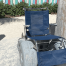 Mobility wheelchair with large wheels in destination