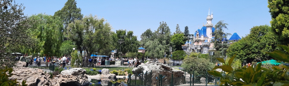 Disneyland Park. Scenic view with trees and castle.